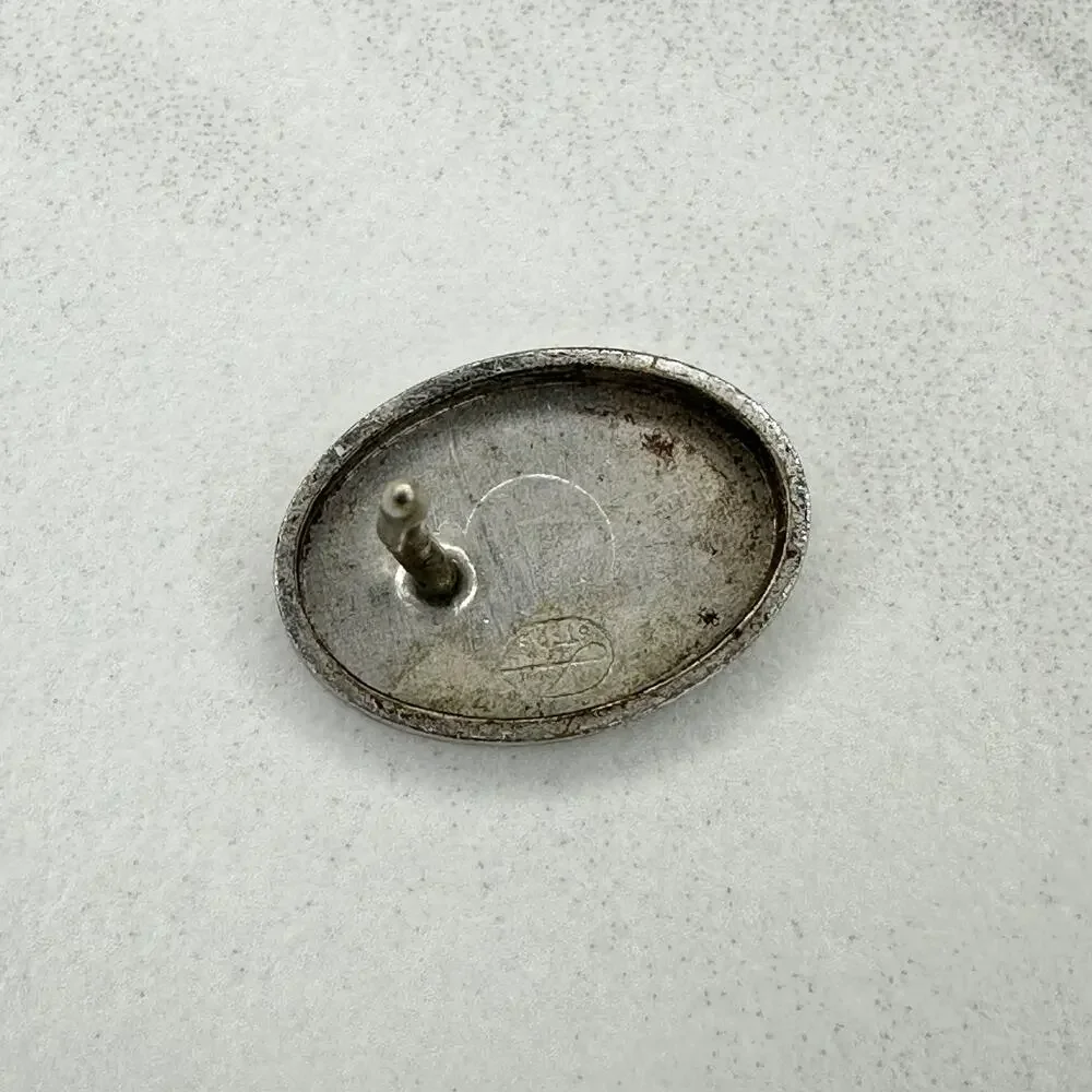 Vintage Sterling Silver Oval Lapel Tie Tack Pin